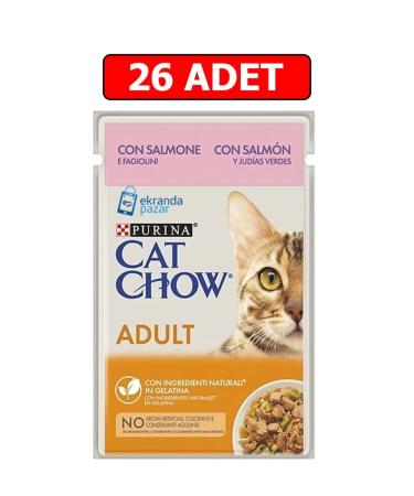 Cat Chow Purina Catchow Adult Salmon and Green Beans Cat Wet Food 85gr 26 Pieces Cat Wet Food Pouch