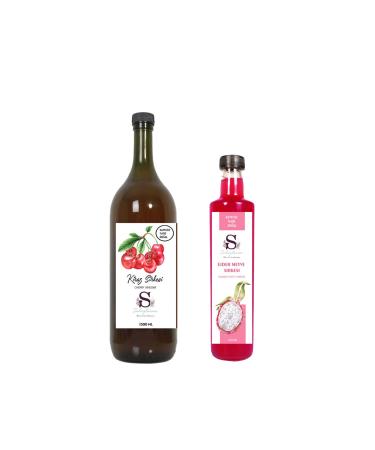 Suheylaana Natural Cherry Vinegar 1500 Ml - Natural Dragon Fruit Vinegar 500 Ml