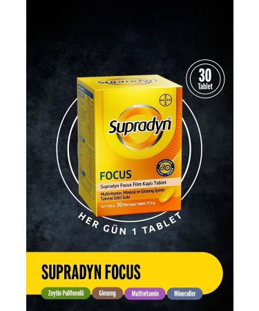 Supradyn Energy Focus 30 Film Coated Tablet Olive Polyphenol Ginseng Multivitamin And Mineral - Buy Online on GoSupps.com