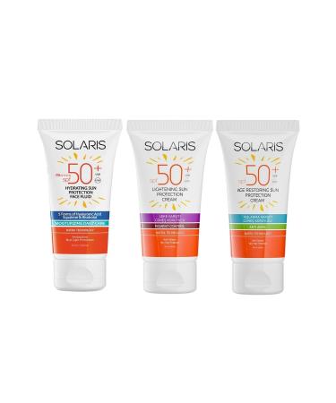SOLARIS All Skin Types SPF 50 Sun Cream Set Anti-Stain Anti-Aging and Moisturizing