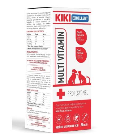 Kiki Excellent Cat & Dog Multi Vitamin - Multi Vitamin Supplement for Older Cats and Dogs - 50 Ml.