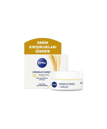NIVEA Anti-Wrinkle + Regenerating Cream Age 55+ (50ml) Age-Specific Face Care Cream Argan Oil And Ka