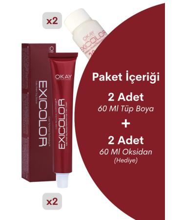 Exicolor Hair Dye Tube 60 Ml 8.73 Light Blonde Brown Gold 2 Pieces (Oxidant 4 Piece Set)