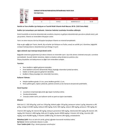 Supravet Calcium and Taurine Multi Vitamin Cat Paste for Pregnant and Kitten Cats 30 Gr. (W Extra Malt) - Buy Online on GoSupps.com