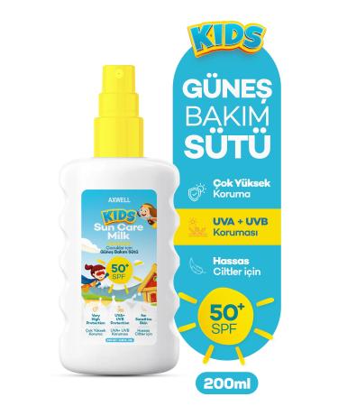 AXWELL Kids Spf50+ Very High Protection Face & Body Sun Milk Spray for Children 200 mL