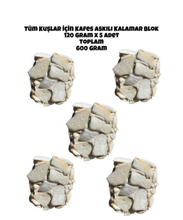 Ozpati Squid Bone Block for All Bird Species with Cage Hanger 120 Gr X 5 Pieces