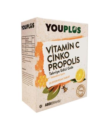 Youplus Vitamin C Zinc & Propolis 20 Effervescent Tablets - Buy Online on GoSupps.com