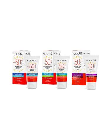 SOLARIS All Skin Types SPF 50 Sun Cream Set Anti-Stain Anti-Aging and Moisturizing - Buy Online on GoSupps.com