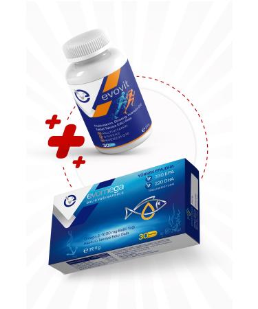 EVOPHARMA Multivitamin Ginseng Coenzyme Q10 30 Tablets + Omega 3 1000mg Fish Oil 30 Capsules