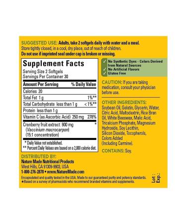 Nature Made Cranberry with Vitamin C 60 Softgels - Buy Online on GoSupps.com