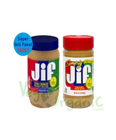 Jif DOUBLE PACK - Peanut Butter Extra Crunchy 454 gr X Simply Peanut Butter 440 gr