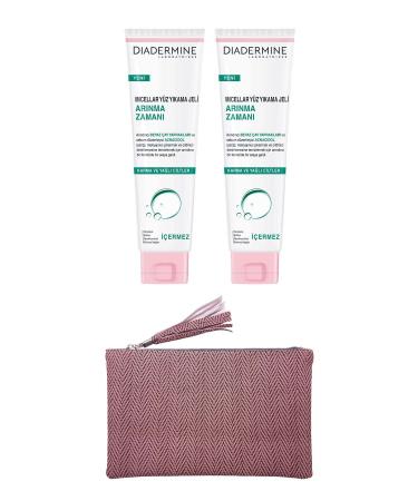 Diadermine Micellar Face Wash Gel Cleansing Time 150 ml x 2 Packs + Tassel Bag