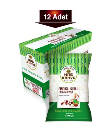 has kahve Has Hazelnut Turkish Coffee 100 Gr. Box of 12