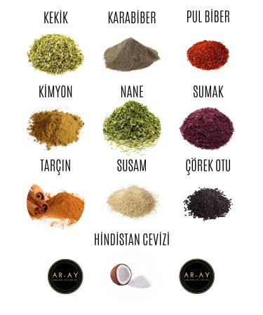 AR-AY Coffee & Spice Mini Spice Set Super Economical - 10 Pieces 50 Gram Spices