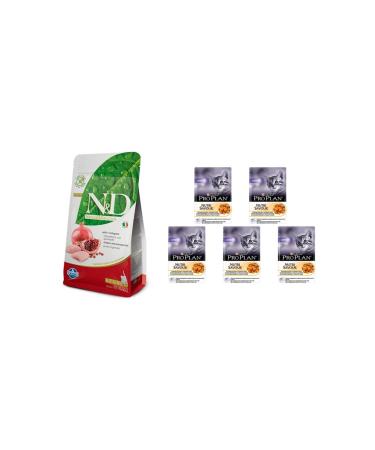 N & D Grain-Free Kitten Chicken & Pomegranate Cat Food 1.5 Kg + Proplan Junior Wet Food 5 Pieces (original)