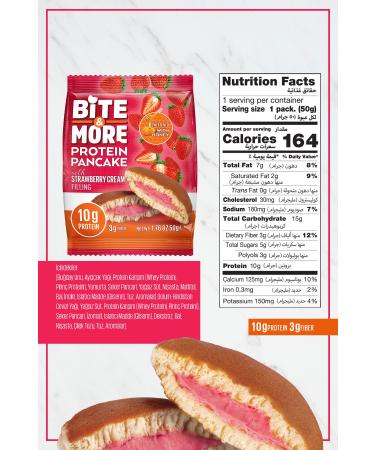 bite & more Protein Pancake / Protein Pancake 50 Grams X 12 Pieces - Strawberry Cream - Buy Online on GoSupps.com