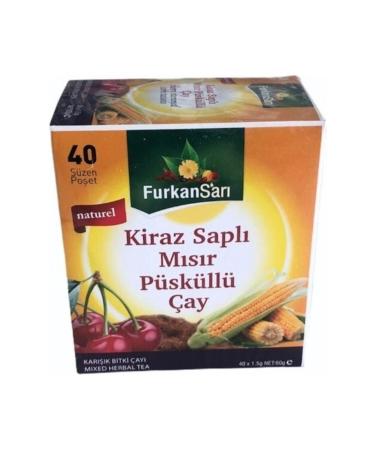 Aktar Store Furkan Yellow Cherry Stalk Corn Tassel Mixed Herbal Tea 40 Filter Bags