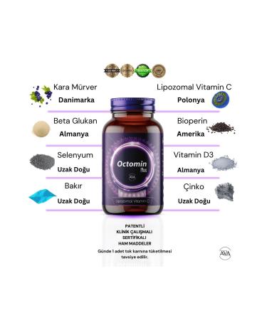 OCTOM N Plus 30 Capsules Liposomal Vitamin C (d3) Zinc Selenium Copper Piperine Purple Digestive Energy - Buy Online on GoSupps.com