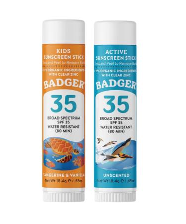 Badger Clear Zinc Kids Clear Zinc Unscented Sun Cream Stick Spf35