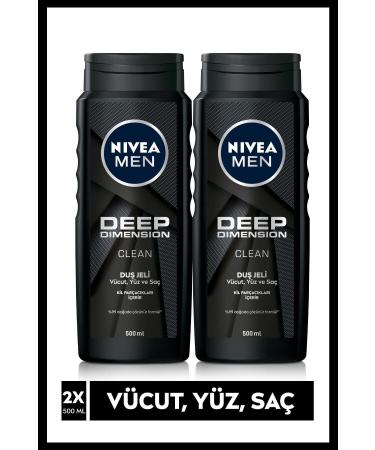 NIVEA Men Deep Dimension Shower Gel 500 ml x2 Pieces for Hair Face and Body