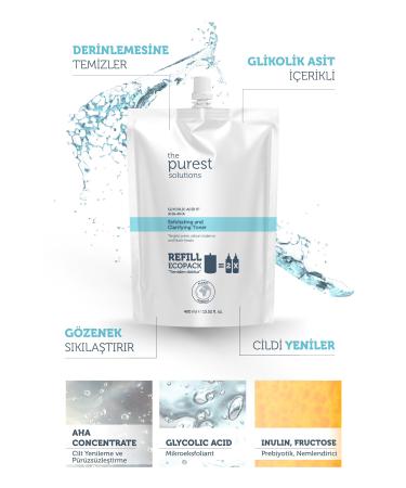 The Purest Solutions Revitalizing Pore Tightening Glycolic Acid Toner for All Skin Types Ecological Refill Pack 400 Ml - Buy Online on GoSupps.com