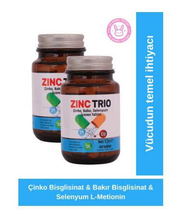 ZINC TRIO 2 Pack Mineral Supplement Containing Zinc Copper and Selenium 60 Tablets