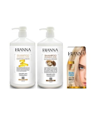 Bianna Keratin and Argan Essence Care Shampoo 1000ml and Ultra Intensive Color Lightener (Vitamin E and Argan Oil)