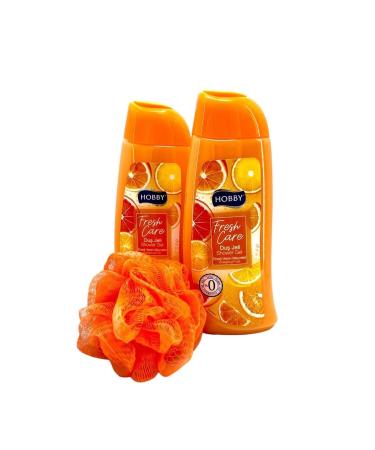 Hobby Fresh Care Energy-Giving Fruits Shower Gel 500 Ml X 2 Pieces + Shower Loofah Gift