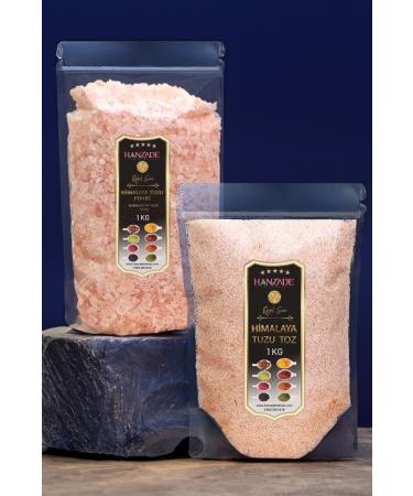 Hanzade Herbal Pink Himalayan Salt Powder and Grain Set of 2 1 Kg + 1 Kg