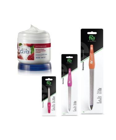 Avon Pomegranate Multi-Purpose Cream 400ml - Nail File Set - Large Medium Small