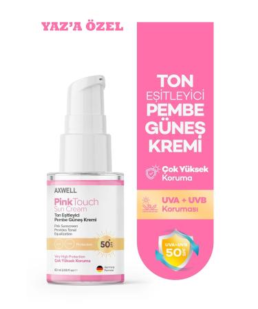 AXWELL Spf 50+ Pink Touch Tone Equalizing Pink Face Sun Cream 60 ml