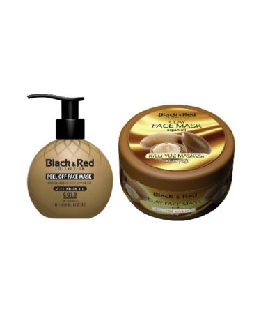 Black Red Peelable Gold Face Mask Against Blackheads 250 ml and Clay Face Mask 400 ml