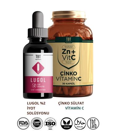 Tabitat Natural Lugol 2% Iodine Solution - Food Supplement Containing Zinc + Vitamin C
