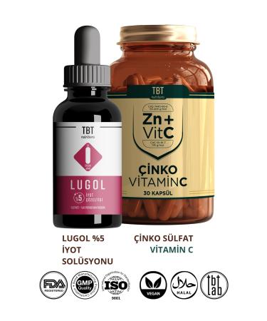 Tabitat Natural Lugol 5% Iodine Solution - Food Supplement Containing Zinc + Vitamin C