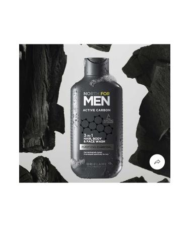Oriflame North For Men Active Carbon 3 in 1 Hair Body and Face Cleanser