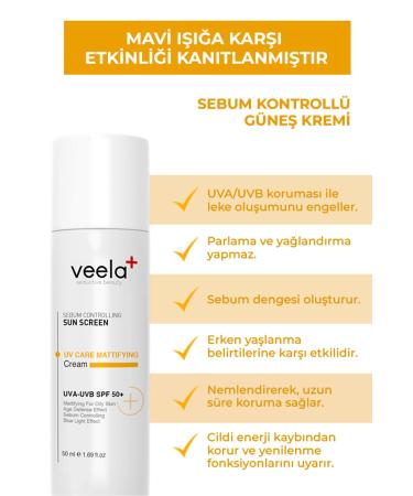 VEELA Mattifying Sun Cream Uv Care Mattifying Cream 50 Spf+ - Buy Online on GoSupps.com