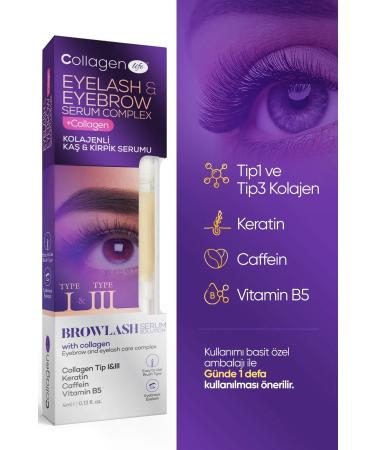 Collagen Life Eyebrow & Eyelash Serum with Collagen Caffeine Keratin Vitamin E 4ml - Buy Online on GoSupps.com