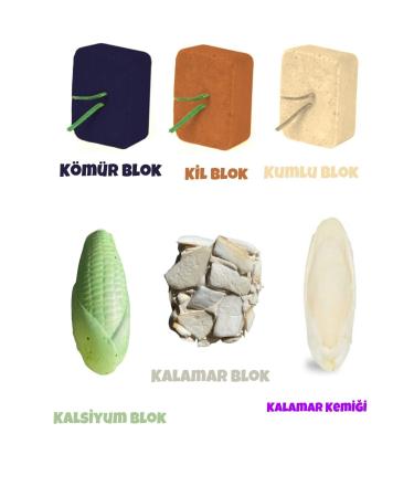 zpati Vitamin Health / Calcium / Squid / Clay / Coal Block Set for Birds 6 Pieces