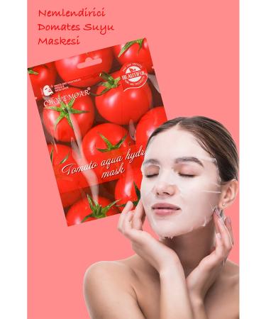 Uniquem 3 Pieces Tomato Extract Repairing Face Mask Aqua Moisturizing Mask With Tomato Extract Xlm90