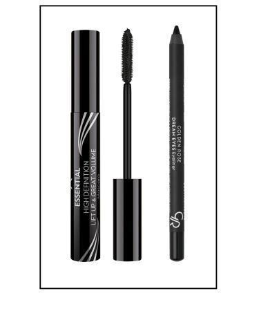Golden Rose Essential Mascara High Definition Mascara & Dream Eyes Eyeliner No:401 Black Eye Pencil