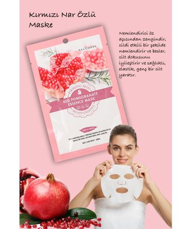 Uniquem 10 Pieces Red Pomegranate Moisturizing Face Mask For Dry Skin Red Pomegranate Mask Xlm427 - Buy Online on GoSupps.com