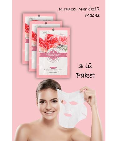 Uniquem 3 Pieces Red Pomegranate Moisturizing Face Mask For Dry Skin Red Pomegranate Mask Xlm427