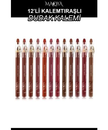 MAQYA Cosmetics 12-Piece Thick Lip Pencil with Sharpener