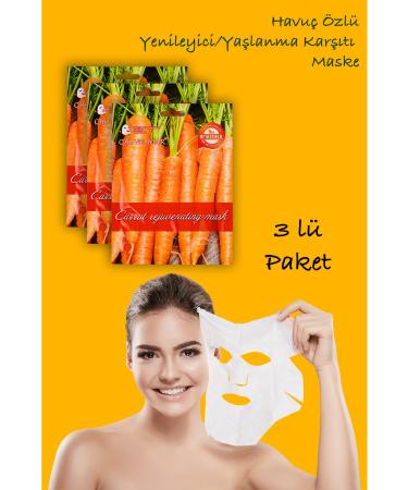 Uniquem 3 Pieces Carrot Extract Anti-Stain Mask Carrot Mask Sativa Extract Face Mask Xlm98
