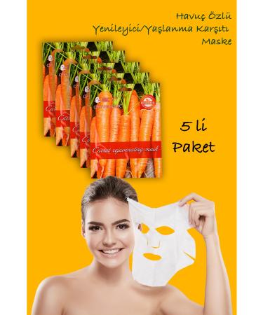 Uniquem 5 Pieces Carrot Extract Anti-Stain Mask Carrot Mask Sativa Extract Face Mask Xlm98