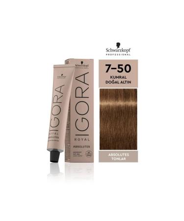 Schwarzkopf Igora Royal Absolutes Shades 7-50 Auburn - Natural Gold Hair Dye 60ml