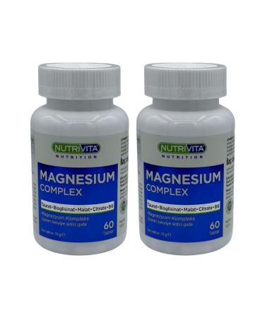 Nutrivita Nutrition Magnesium Complex 2x60 Tablets Magnesium Complex Taurate Bisglycinate Malate Citrate