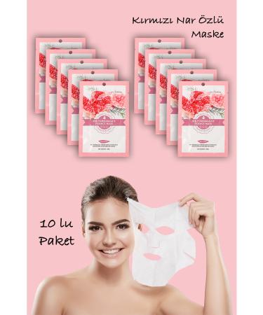 Uniquem 10 Pieces Red Pomegranate Moisturizing Face Mask For Dry Skin Red Pomegranate Mask Xlm427