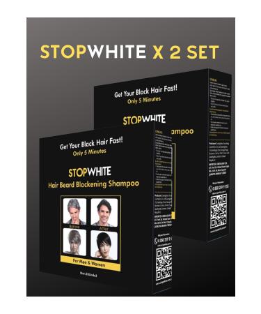 STOP WHITE Hair Beard Blackening Shampoo Set 400 ml X 2 Sets