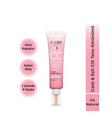 PURE BEAUTY CC Cream with 6 Benefits in One Product Spf50 Pa+++ Natural 30ml..PureBeauty.